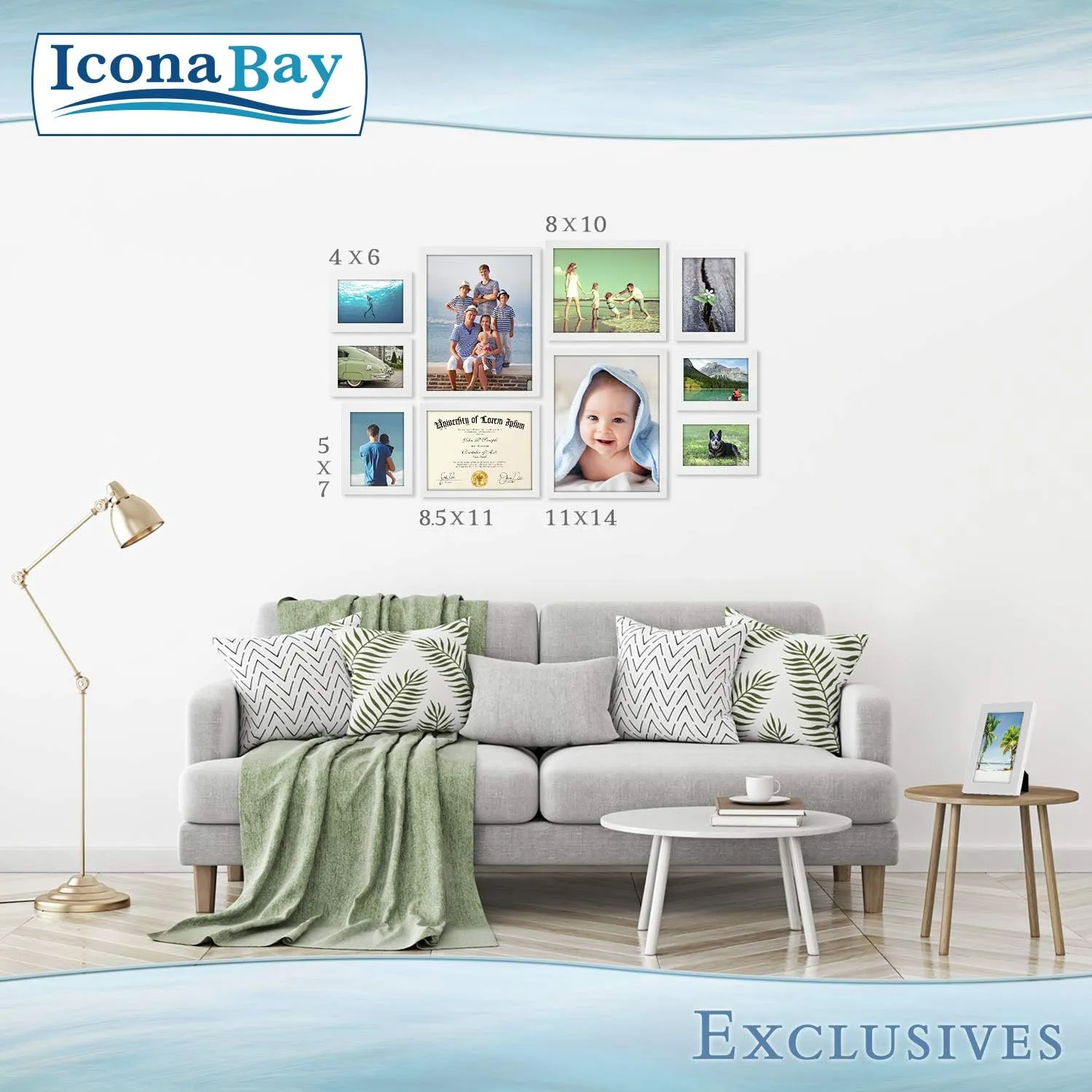 Icona Bay 5x7 Picture Frames (White, 12 Pack), Sturdy Wood Composite Photo Frame 5 x 7, Sleek Design, Table Top or Wall Mount, Exclusives Collection