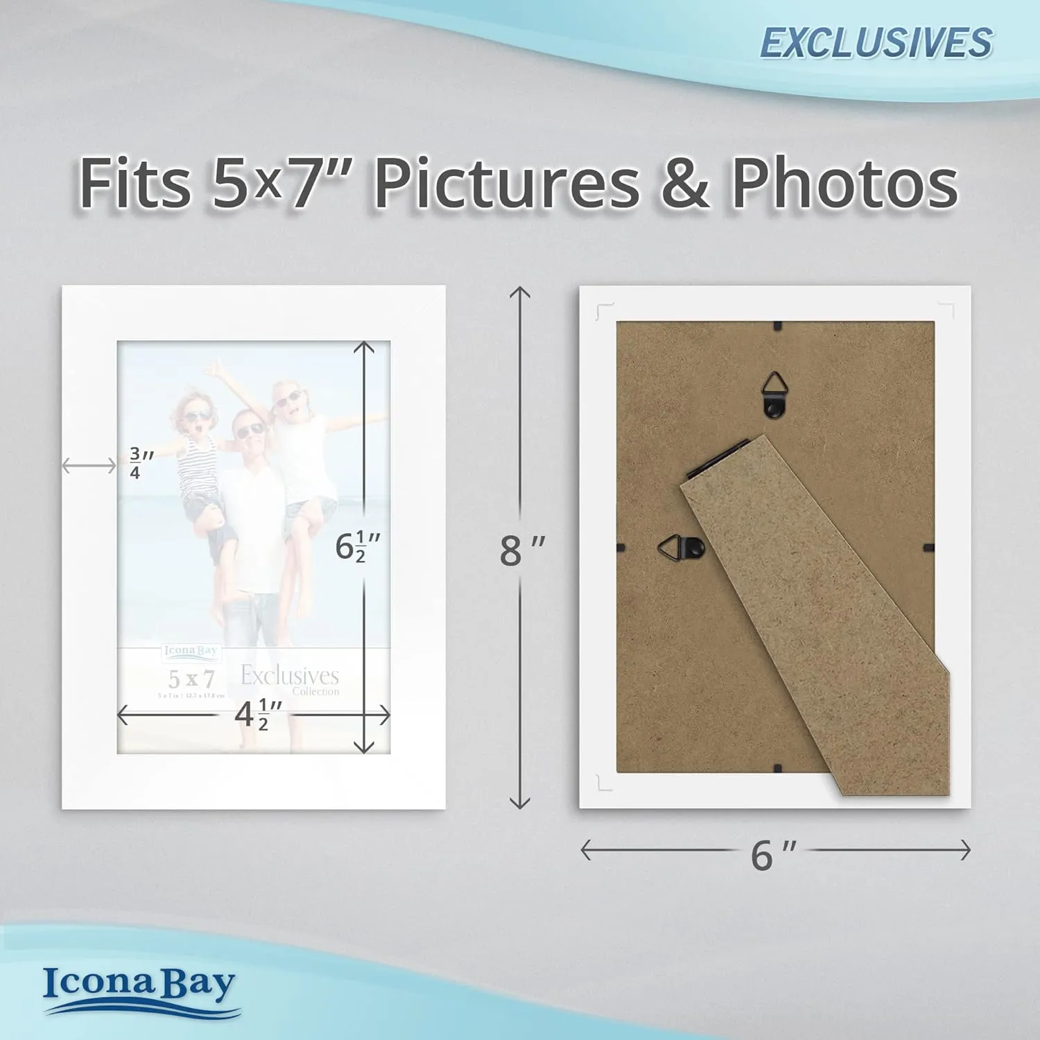Icona Bay 5x7 Picture Frames (White, 12 Pack), Sturdy Wood Composite Photo Frame 5 x 7, Sleek Design, Table Top or Wall Mount, Exclusives Collection
