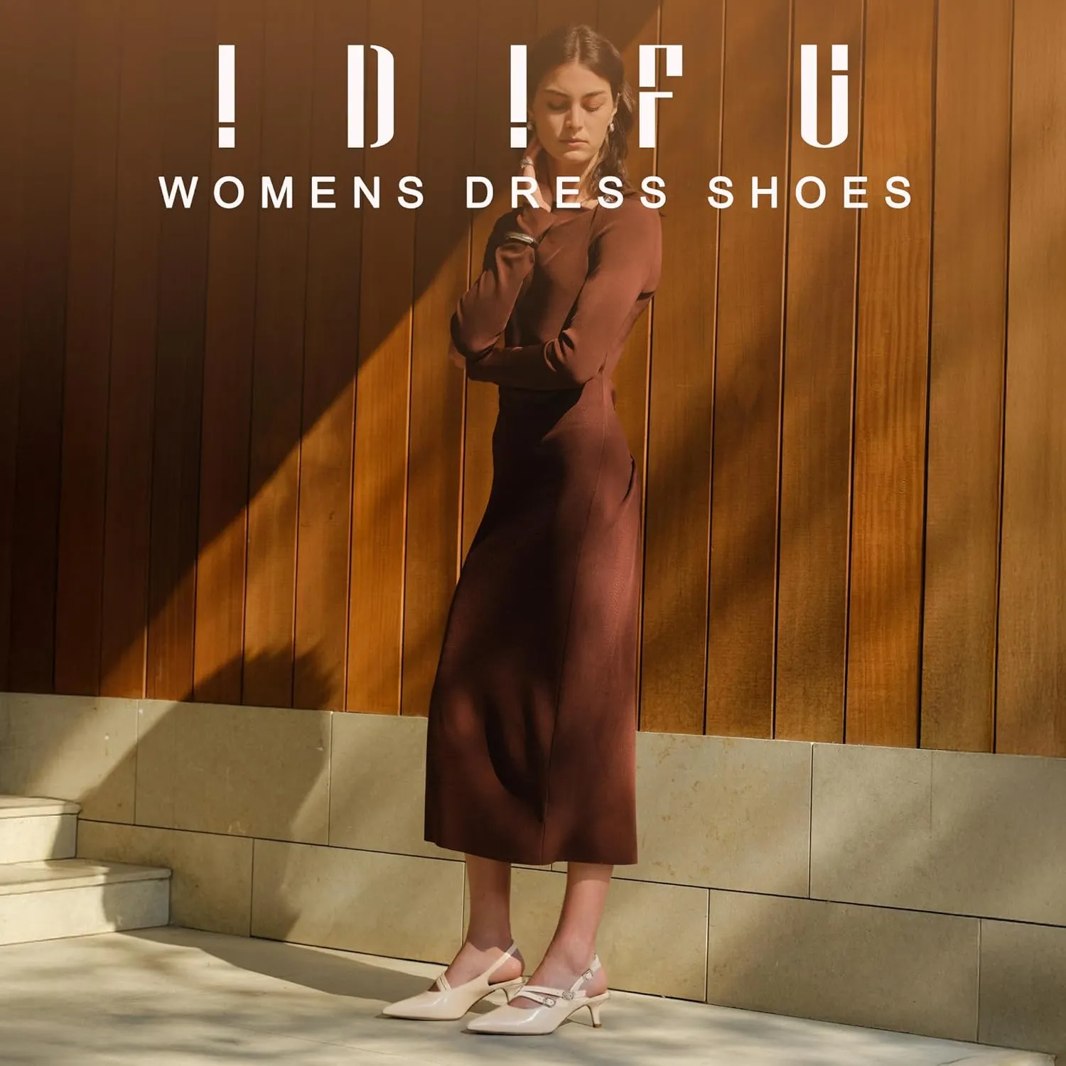 IDIFU IN3 Slingback Heels Closed Pointed Toe Pumps Strappy Low Short Chunky Block Dress Shoes for Women Wedding Bridal Prom Formal Graduation Heels Comfortable Cute Trendy Dressy Small Pumps Shoes