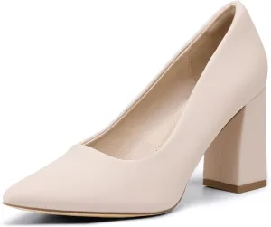 IDIFU IN3 Women's Chunky Block Heels - Pointed Toe Dress Shoes for Women - Dressy Wedding Bride Bridal Prom Work Office Comfortable Thick Heels Pumps Shoes