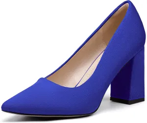 IDIFU IN3 Women's Chunky Block Heels - Pointed Toe Dress Shoes for Women - Dressy Wedding Bride Bridal Prom Work Office Comfortable Thick Heels Pumps Shoes
