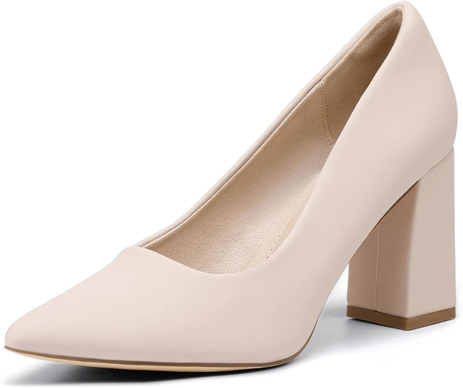 IDIFU IN3 Women's Chunky Block Heels - Pointed Toe Dress Shoes for Women - Dressy Wedding Bride Bridal Prom Work Office Comfortable Thick Heels Pumps Shoes