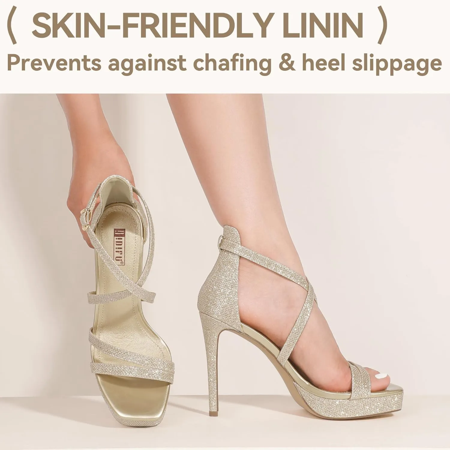 IDIFU IN4 Platform High Heels for Women Strappy Heeled Sandals Square Toe Heels Stiletto Heels Women's Wedding Party Bridal Sexy Dress Shoes Open Toe Heels