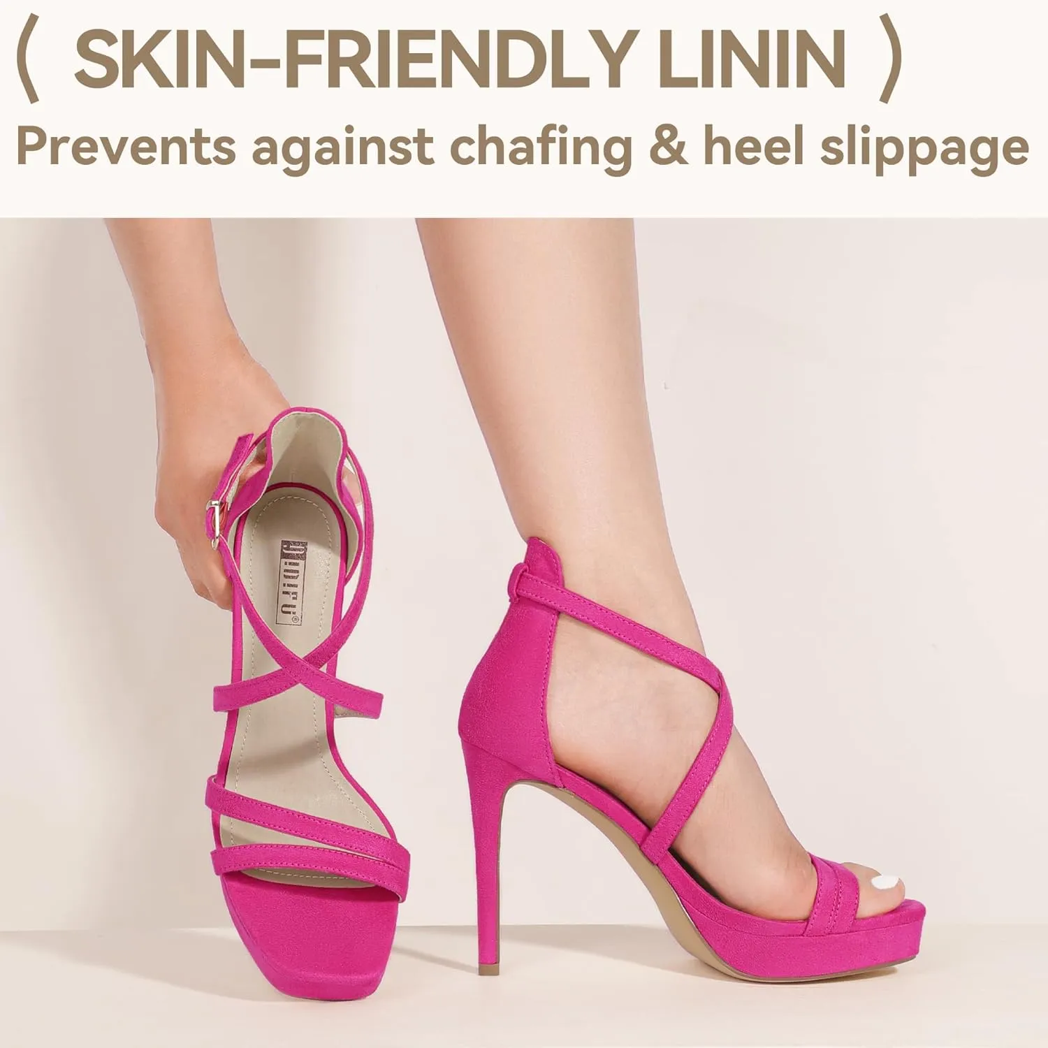 IDIFU IN4 Platform High Heels for Women Strappy Heeled Sandals Square Toe Heels Stiletto Heels Women's Wedding Party Bridal Sexy Dress Shoes Open Toe Heels