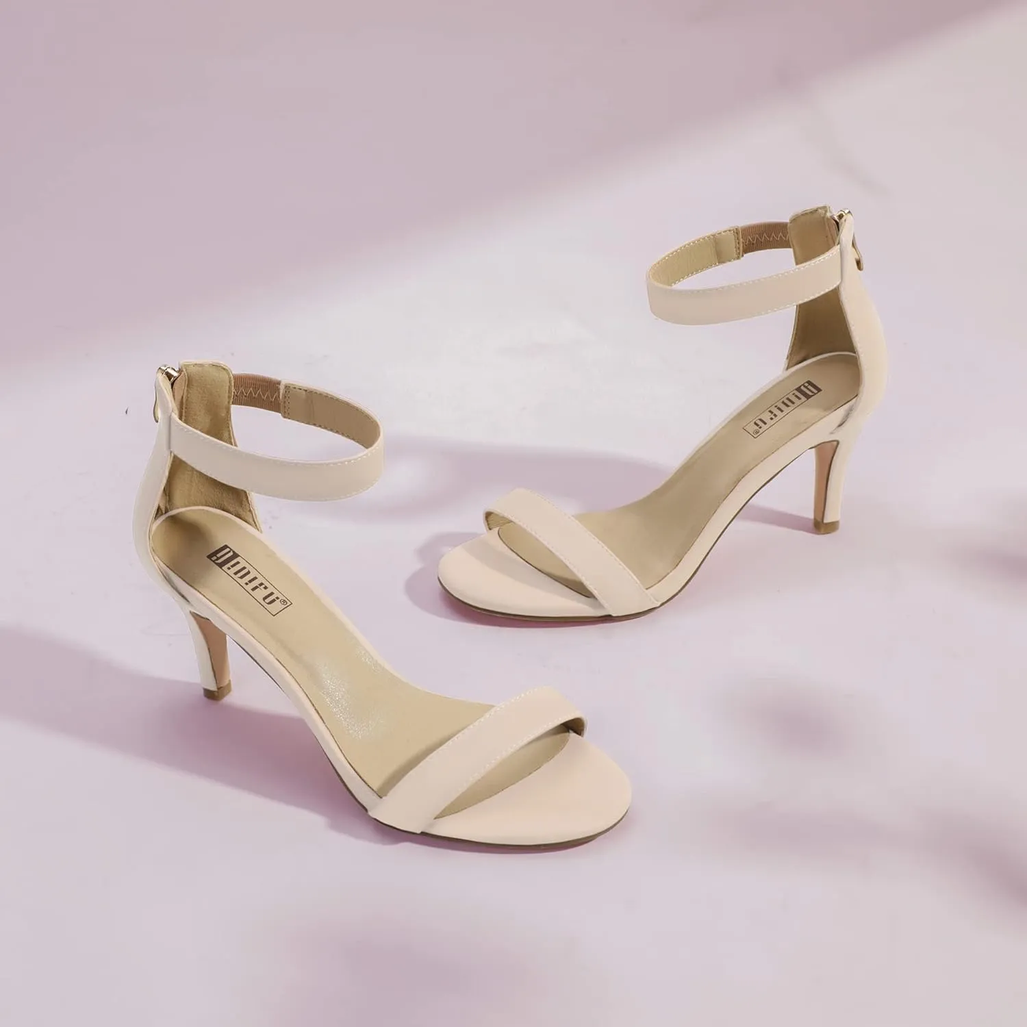 IDIFU Women's 3 Inch Kitten Heels - Dressy Open Toe Heels Ankle Strap Heeled Sandals for Bride Wedding Bridal Shoes On Evening Prom