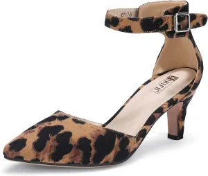 IDIFU Women's IN3 D'Orsay Pumps Low Kitten Heels for Women Dress Shoes Pointed Closed Toe Wedding Bride Ankle Strap Dressy Silver Black Nude White Gold Heels for Women