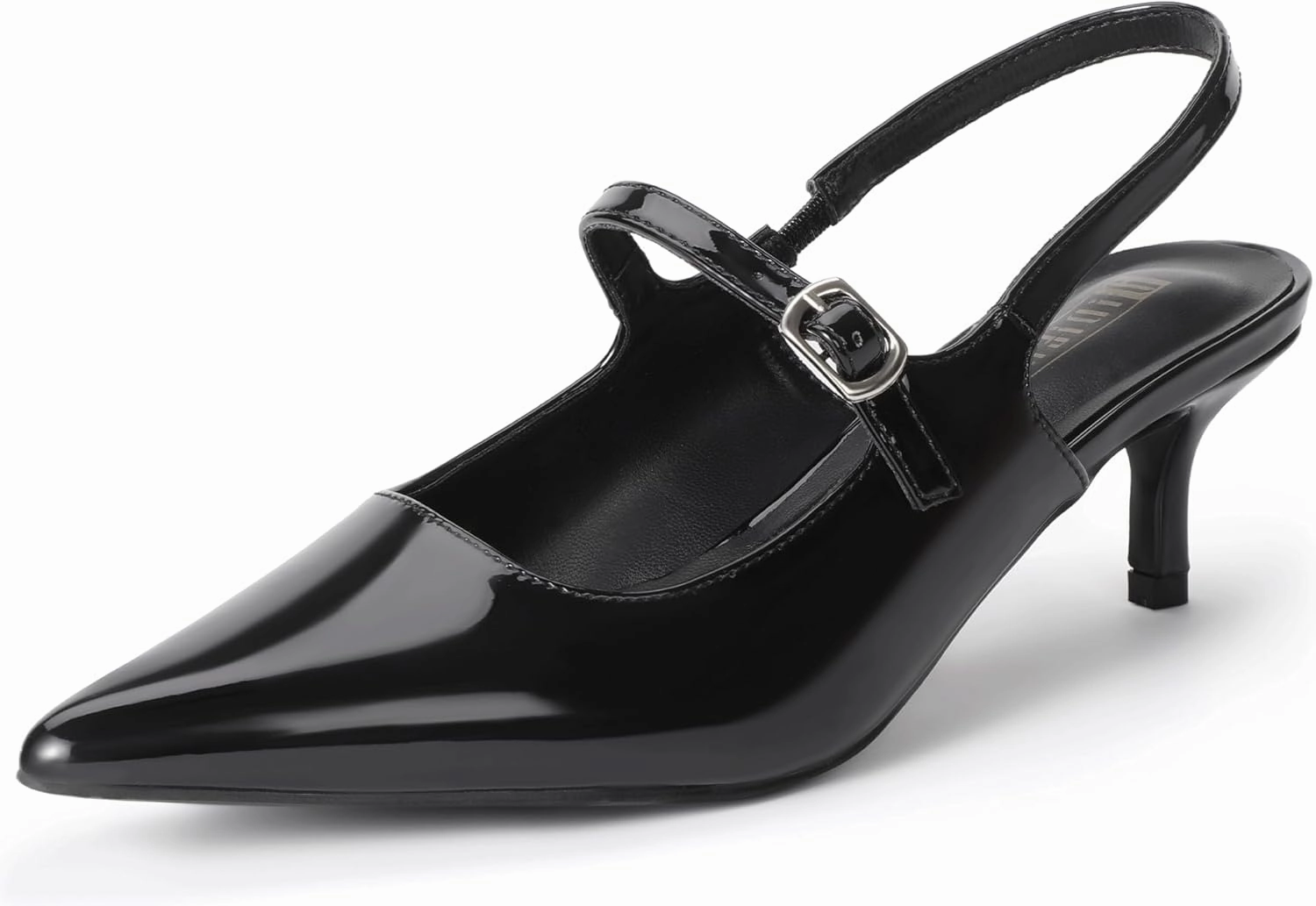IDIFU IN2 Low Kitten Slingback Closed Toe Heels Pumps Wedding Bridal Prom Party Work Office Dress Shoes for Women Comfortable Dressy Formal Short Small Pointed Toe Heels