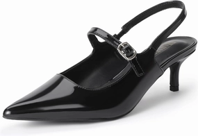 IDIFU IN2 Low Kitten Slingback Closed Toe Heels Pumps Wedding Bridal Prom Party Work Office Dress Shoes for Women Comfortable Dressy Formal Short Small Pointed Toe Heels