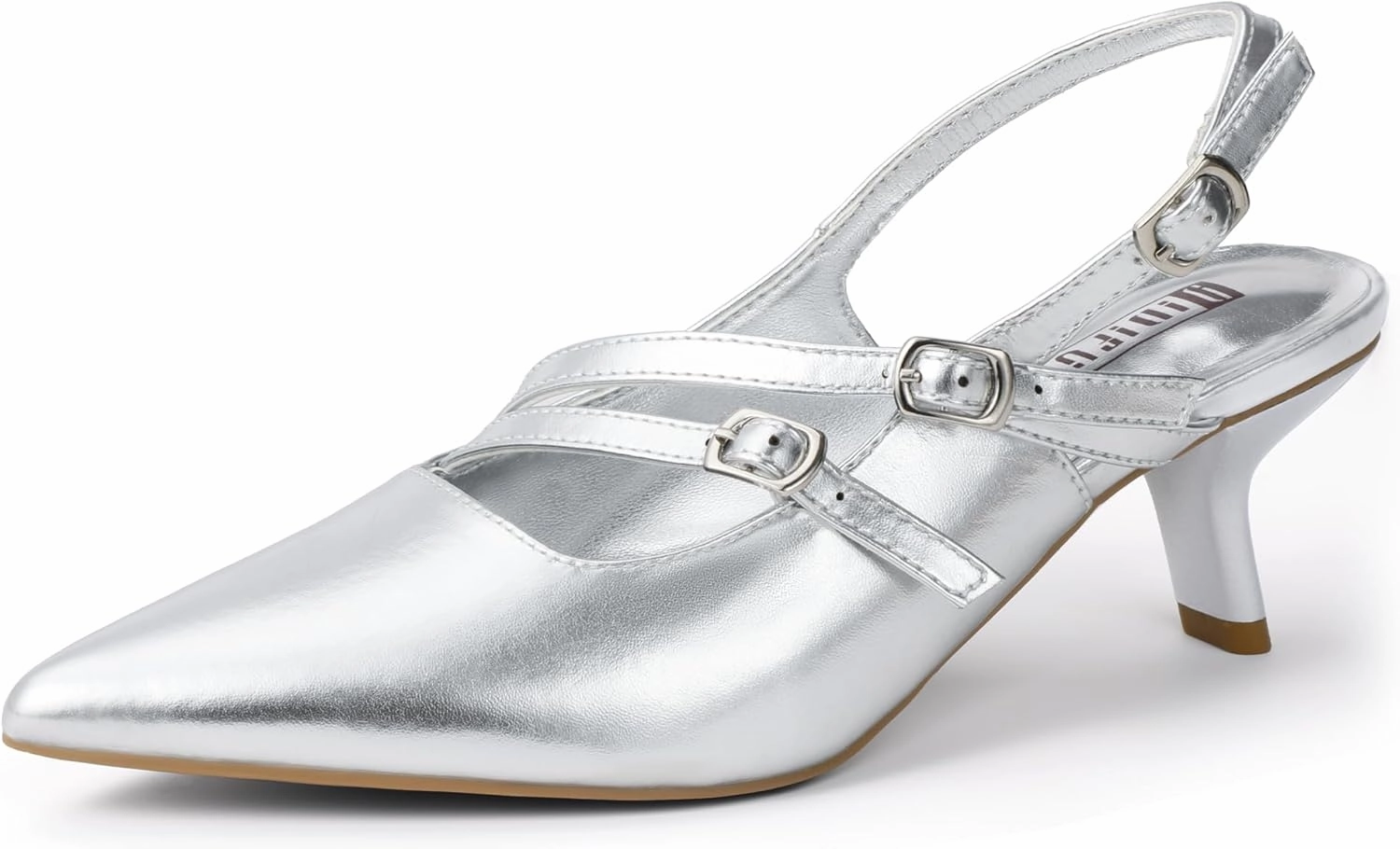 IDIFU IN3 Slingback Heels Closed Pointed Toe Pumps Strappy Low Short Chunky Block Dress Shoes for Women Wedding Bridal Prom Formal Graduation Heels Comfortable Cute Trendy Dressy Small Pumps Shoes