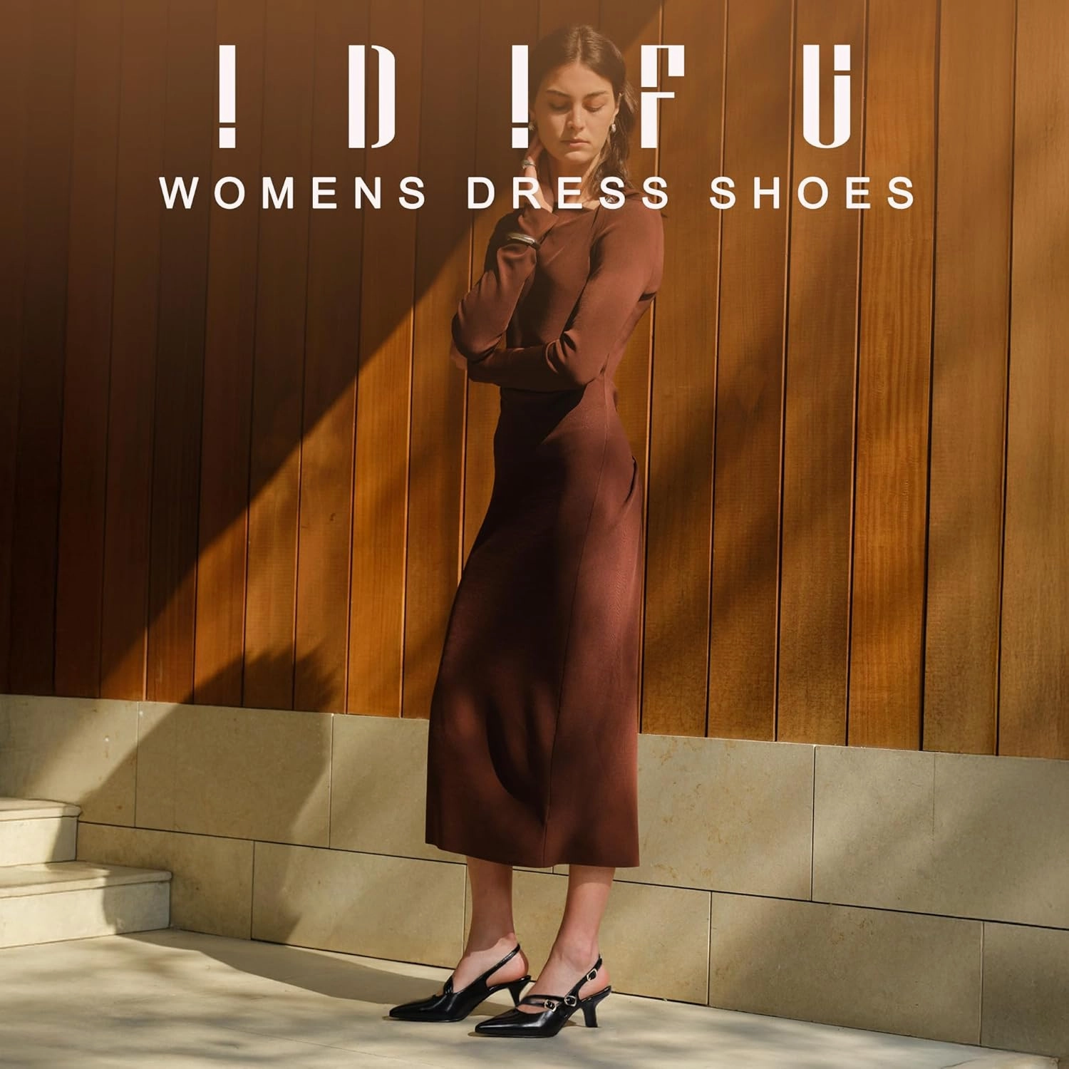 IDIFU IN3 Slingback Heels Closed Pointed Toe Pumps Strappy Low Short Chunky Block Dress Shoes for Women Wedding Bridal Prom Formal Graduation Heels Comfortable Cute Trendy Dressy Small Pumps Shoes