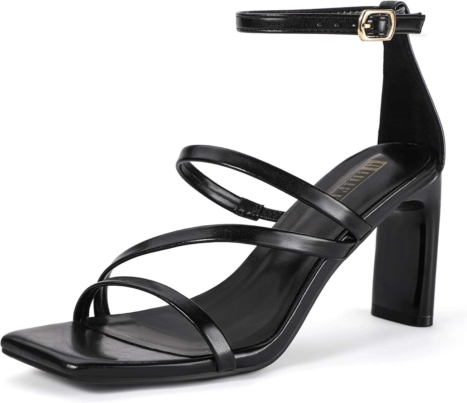 IDIFU IN3 Strappy Heels for Women Low Chunky Block Square Open Toe Heeled Sandals Wedding Bridal Bride Prom Party Dress Shoes Comfortable Dressy Formal Cute Ankle Strap Thick Heels