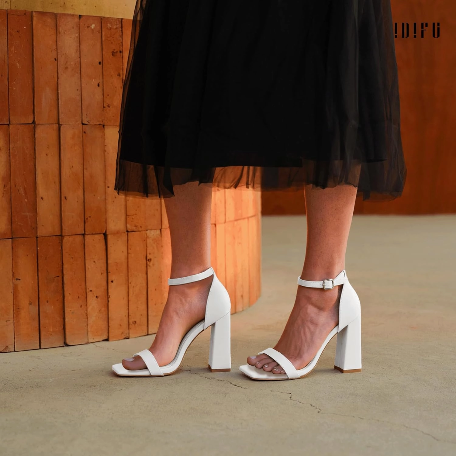 IDIFU IN4 Chunky High Heels for Women Block Thick Square Open Toe Ankle Strap Heeled Sandals Wedding Bride Prom Dance Graduation Dress Shoes Comfortable Sexy Cute Trendy Summer Casual Dressy Heels