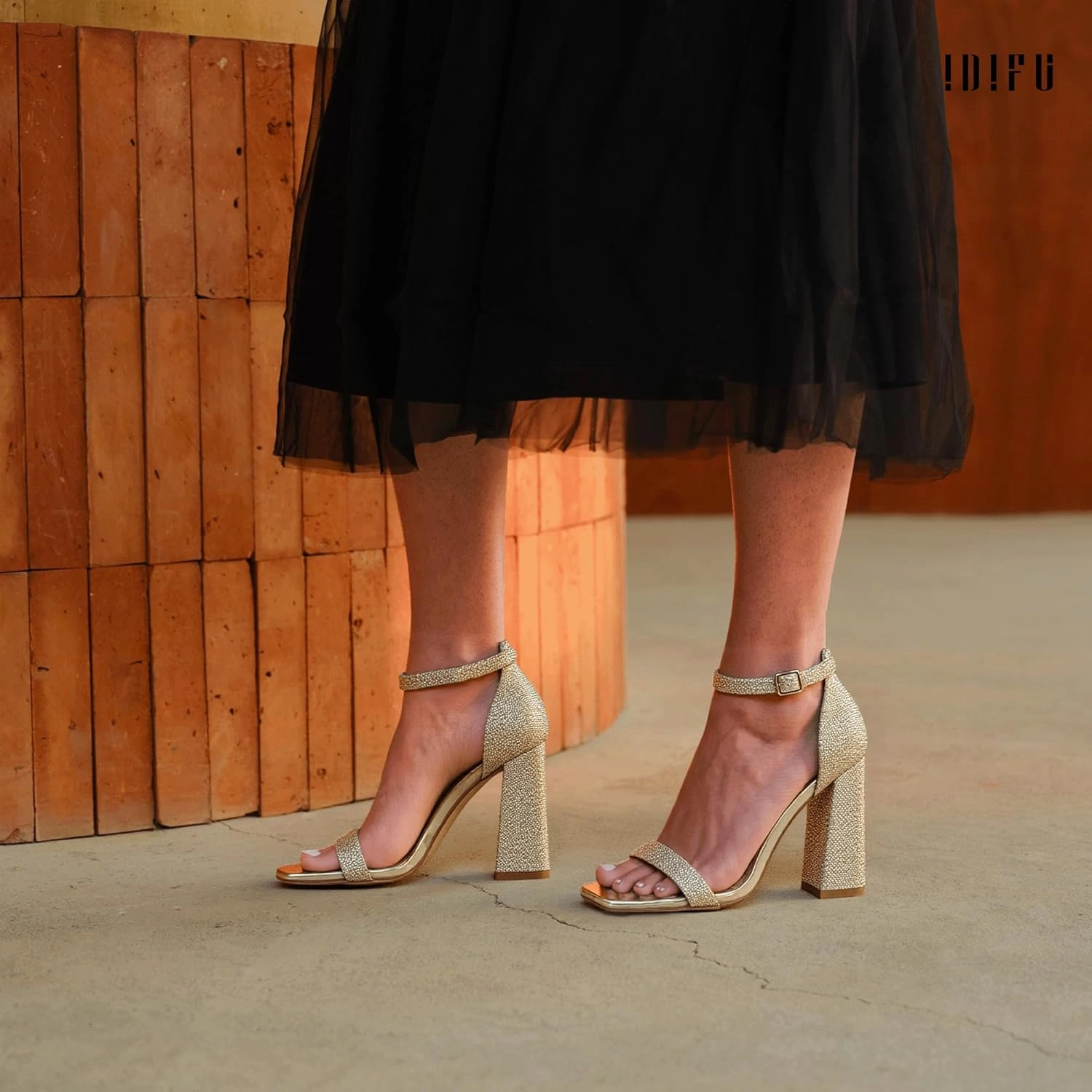 IDIFU IN4 Chunky High Heels for Women Block Thick Square Open Toe Ankle Strap Heeled Sandals Wedding Bride Prom Dance Graduation Dress Shoes Comfortable Sexy Cute Trendy Summer Casual Dressy Heels