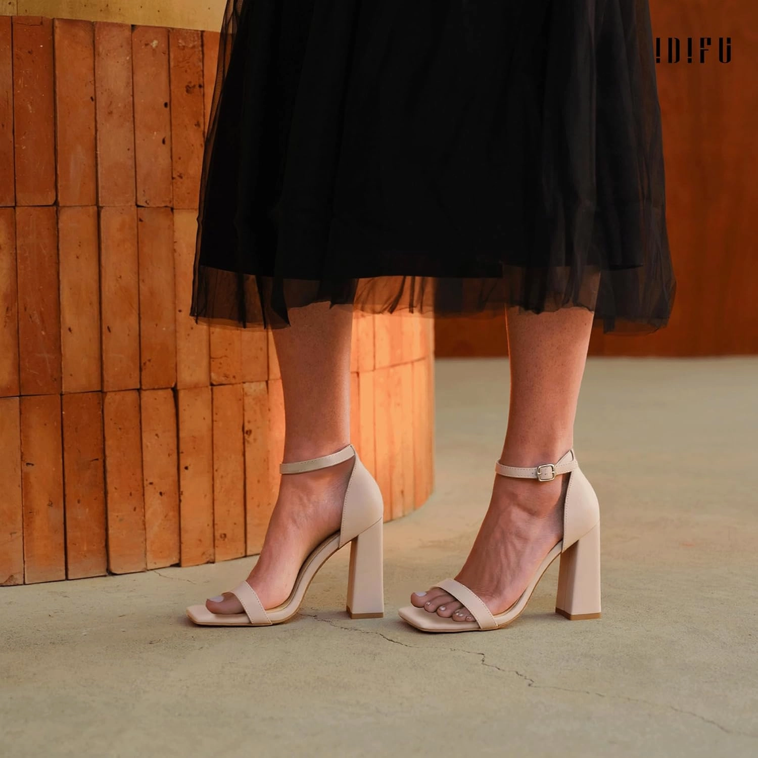 IDIFU IN4 Chunky High Heels for Women Block Thick Square Open Toe Ankle Strap Heeled Sandals Wedding Bride Prom Dance Graduation Dress Shoes Comfortable Sexy Cute Trendy Summer Casual Dressy Heels