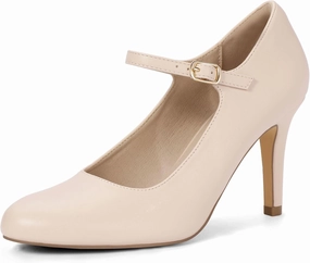 IDIFU IN4 Mary Jane Shoes Closed Toe High Heels Women's Pumps Comfortable Stiletto Ankle Strap Round Toe Dress Shoes for Women Wedding Bridal Work Vintage Classic Pumps Shoes