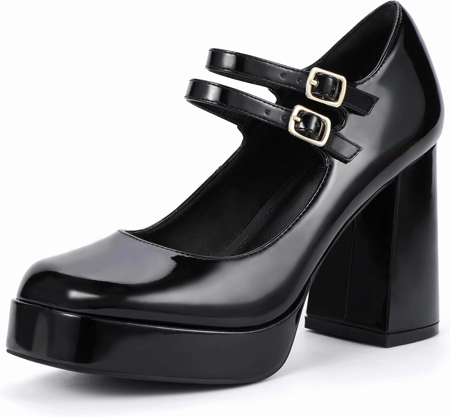 IDIFU IN4 Mary Jane Shoes Platform Chunky High Heels Closed Toe Dress Shoes for Women Wedding Work Business Homecoming Party Shoes Comfortable Casual Dressy Square Toe Heels Pumps