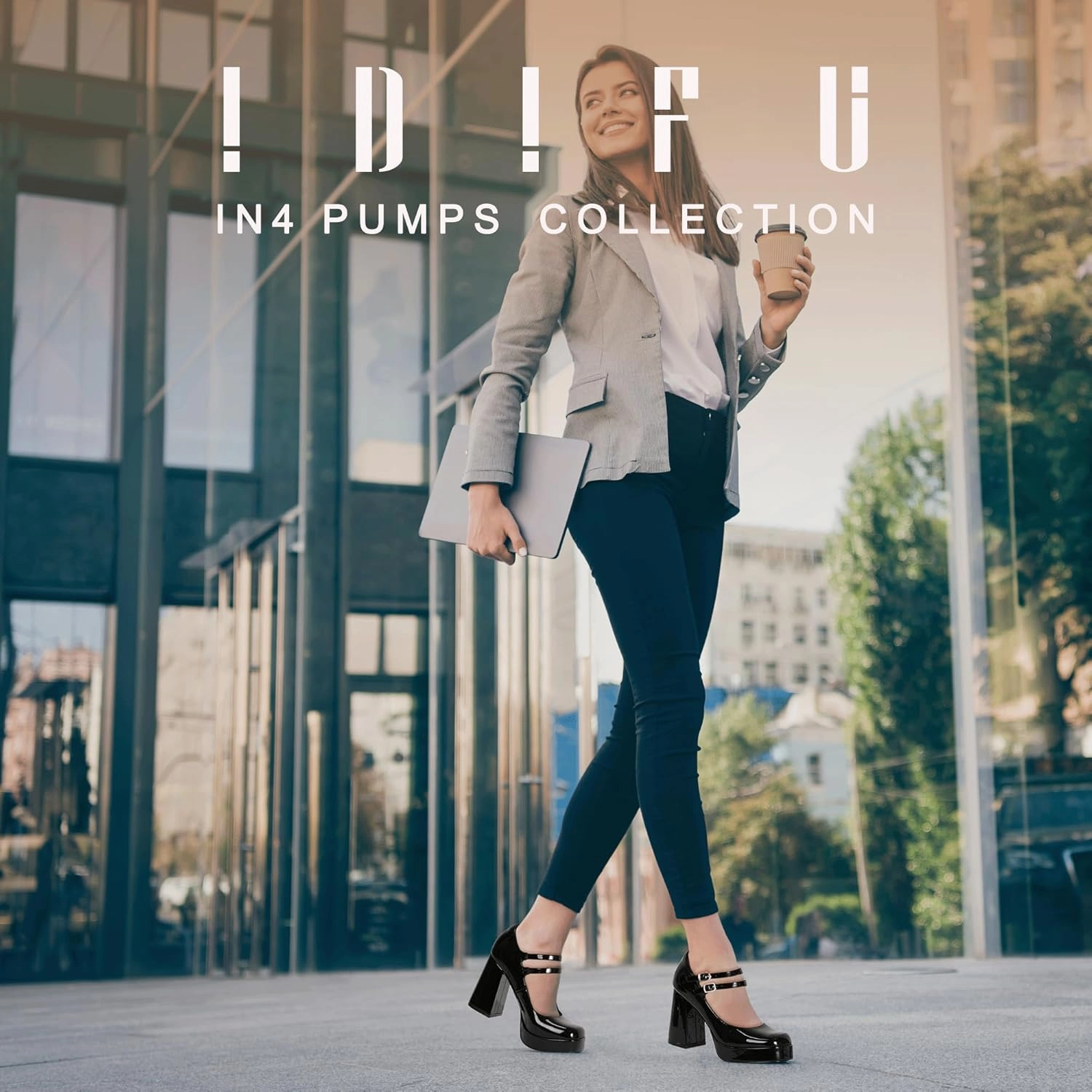 IDIFU IN4 Mary Jane Shoes Platform Chunky High Heels Closed Toe Dress Shoes for Women Wedding Work Business Homecoming Party Shoes Comfortable Casual Dressy Square Toe Heels Pumps