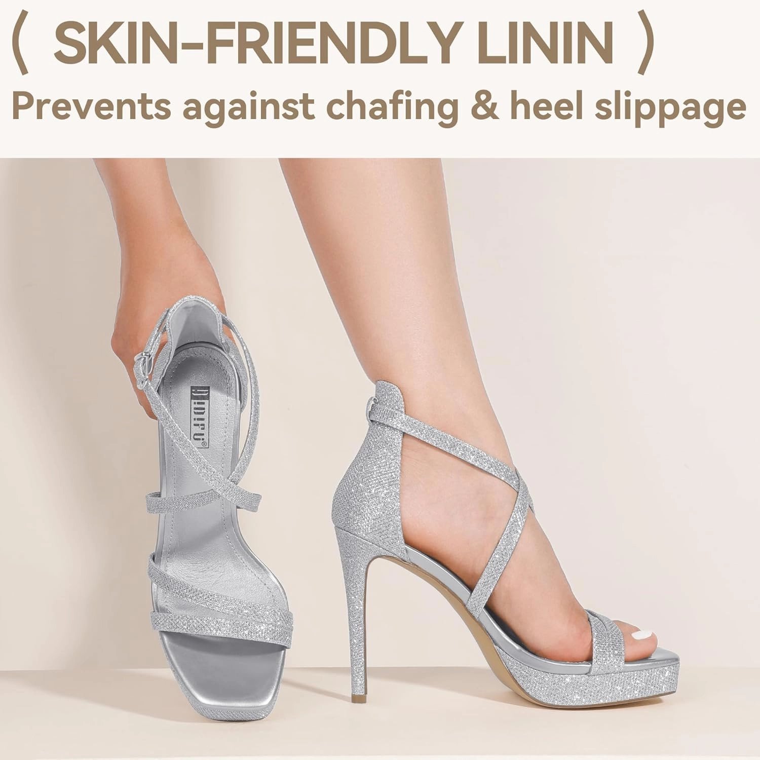 IDIFU IN4 Platform High Heels for Women Strappy Heeled Sandals Square Toe Heels Stiletto Heels Women's Wedding Party Bridal Sexy Dress Shoes Open Toe Heels