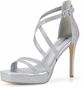 IDIFU IN4 Platform High Heels for Women Strappy Heeled Sandals Square Toe Heels Stiletto Heels Women's Wedding Party Bridal Sexy Dress Shoes Open Toe Heels