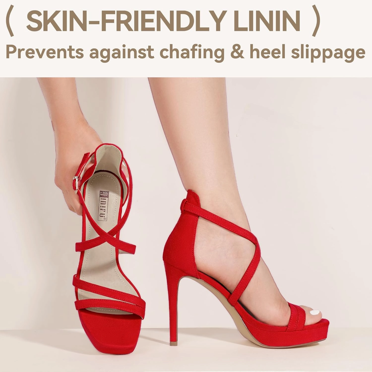 IDIFU IN4 Platform High Heels for Women Strappy Heeled Sandals Square Toe Heels Stiletto Heels Women's Wedding Party Bridal Sexy Dress Shoes Open Toe Heels