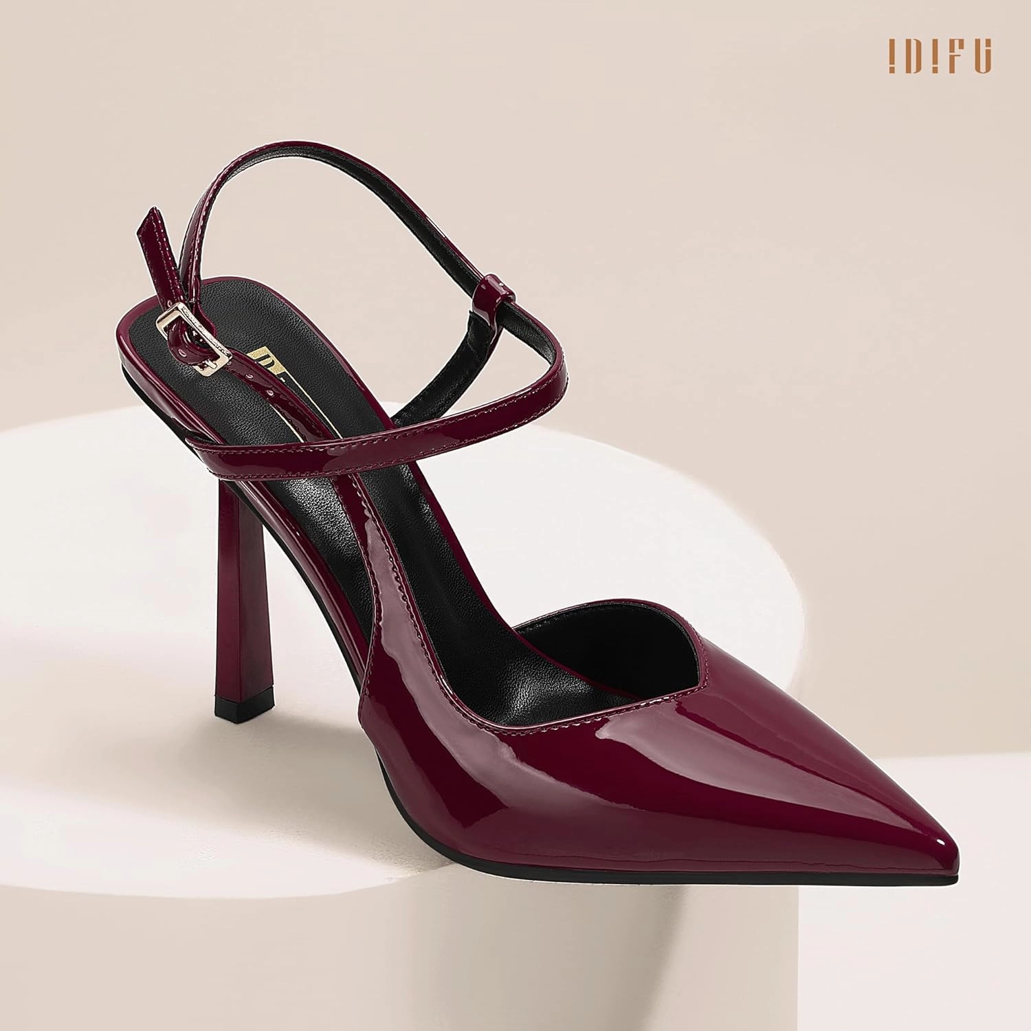 IDIFU IN4 Slingback Heels for Women Stiletto High Pumps Pointed Closed Toe Strappy Sexy Heels Women's Dress Shoes for Bride Wedding Prom Night Dressy Comfortable Ankle Strap Pumps