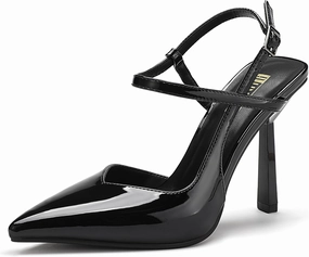 IDIFU IN4 Slingback Heels for Women Stiletto High Pumps Pointed Closed Toe Strappy Sexy Heels Women's Dress Shoes for Bride Wedding Prom Night Dressy Comfortable Ankle Strap Pumps