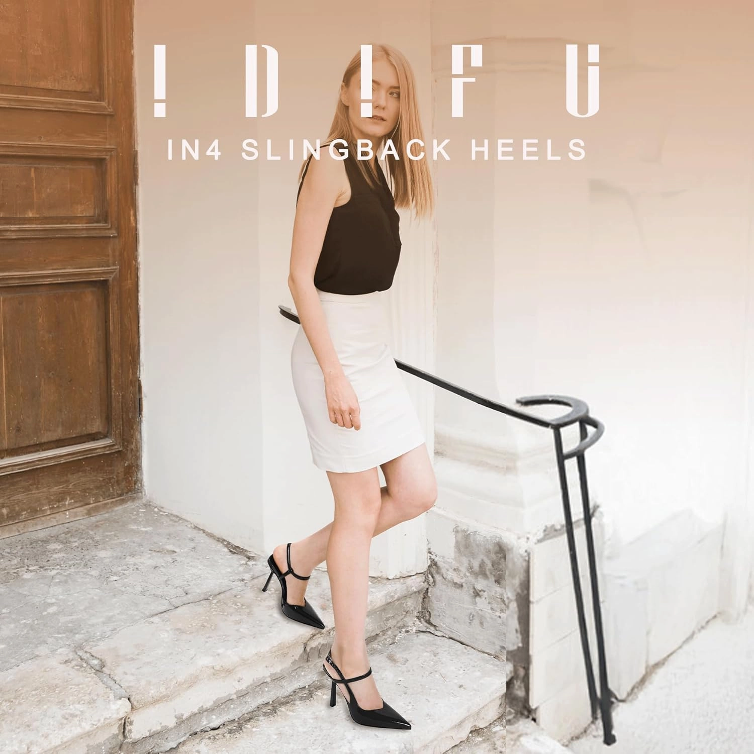 IDIFU IN4 Slingback Heels for Women Stiletto High Pumps Pointed Closed Toe Strappy Sexy Heels Women's Dress Shoes for Bride Wedding Prom Night Dressy Comfortable Ankle Strap Pumps