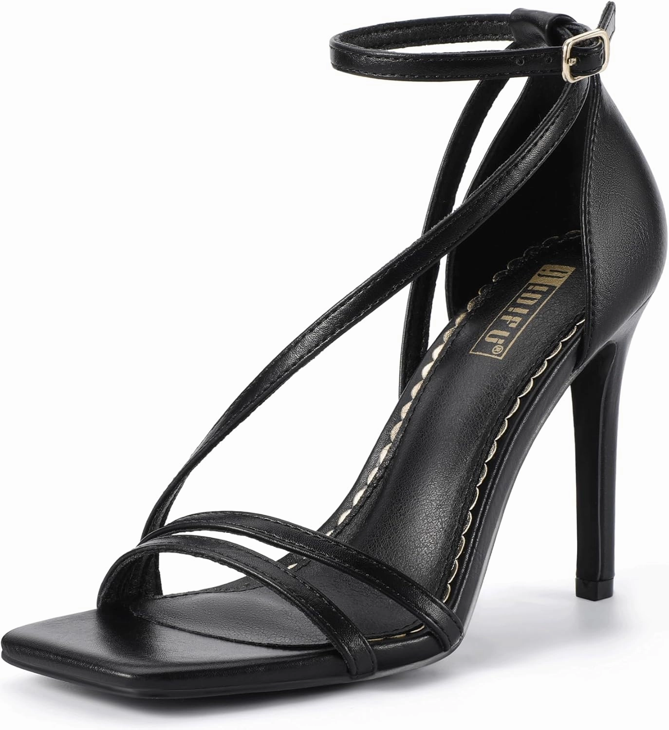 IDIFU IN4 Strappy Heels for Women Sexy High Stiletto Square Open Toe Heels Dress Shoes for Women Dressy Wedding Prom Bridal Bridesmaid Shoes Ankle Strap Heeled Sandals Comfortable Cute Trendy Heels