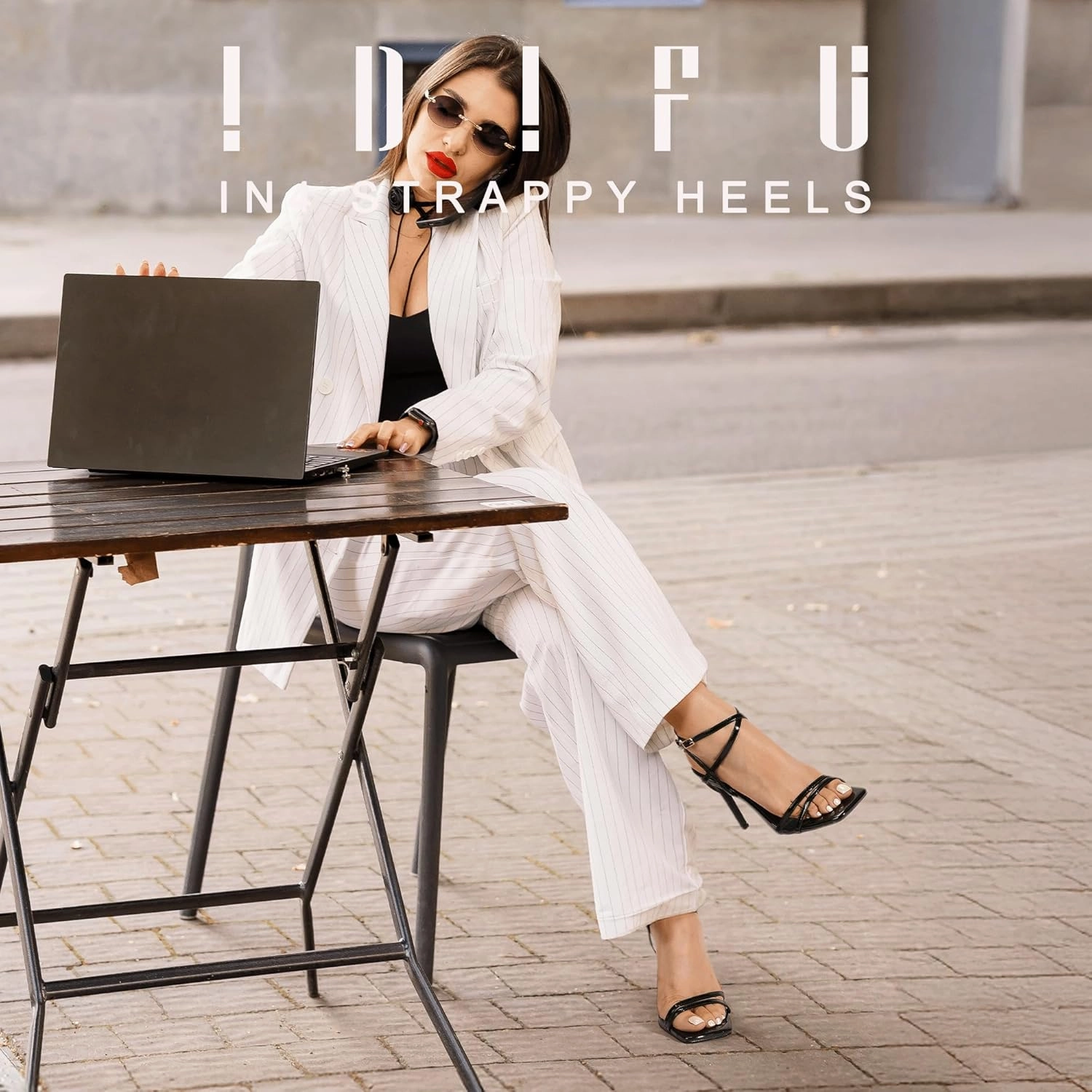 IDIFU IN4 Strappy Heels Stiletto High Heel Square Open Toe Slingback Dress Shoes for Women Adjustable Ankle Strap Heeled Sandals Wedding Prom Bridal Dressy Fashion Trendy Comfortable Skinny Heels