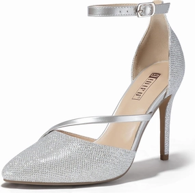 IDIFU IN4 Women's Pumps Closed Toe Heels Stiletto High Heels Dress Shoes for Women Wedding Prom Dressy Party Bridal Shoes Trendy Strappy Pointed Toe Ankle Strap Heels Pumps