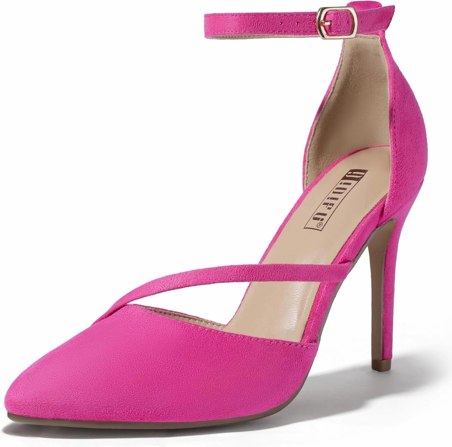 IDIFU IN4 Women's Pumps Closed Toe Heels Stiletto High Heels Dress Shoes for Women Wedding Prom Dressy Party Bridal Shoes Trendy Strappy Pointed Toe Ankle Strap Heels Pumps