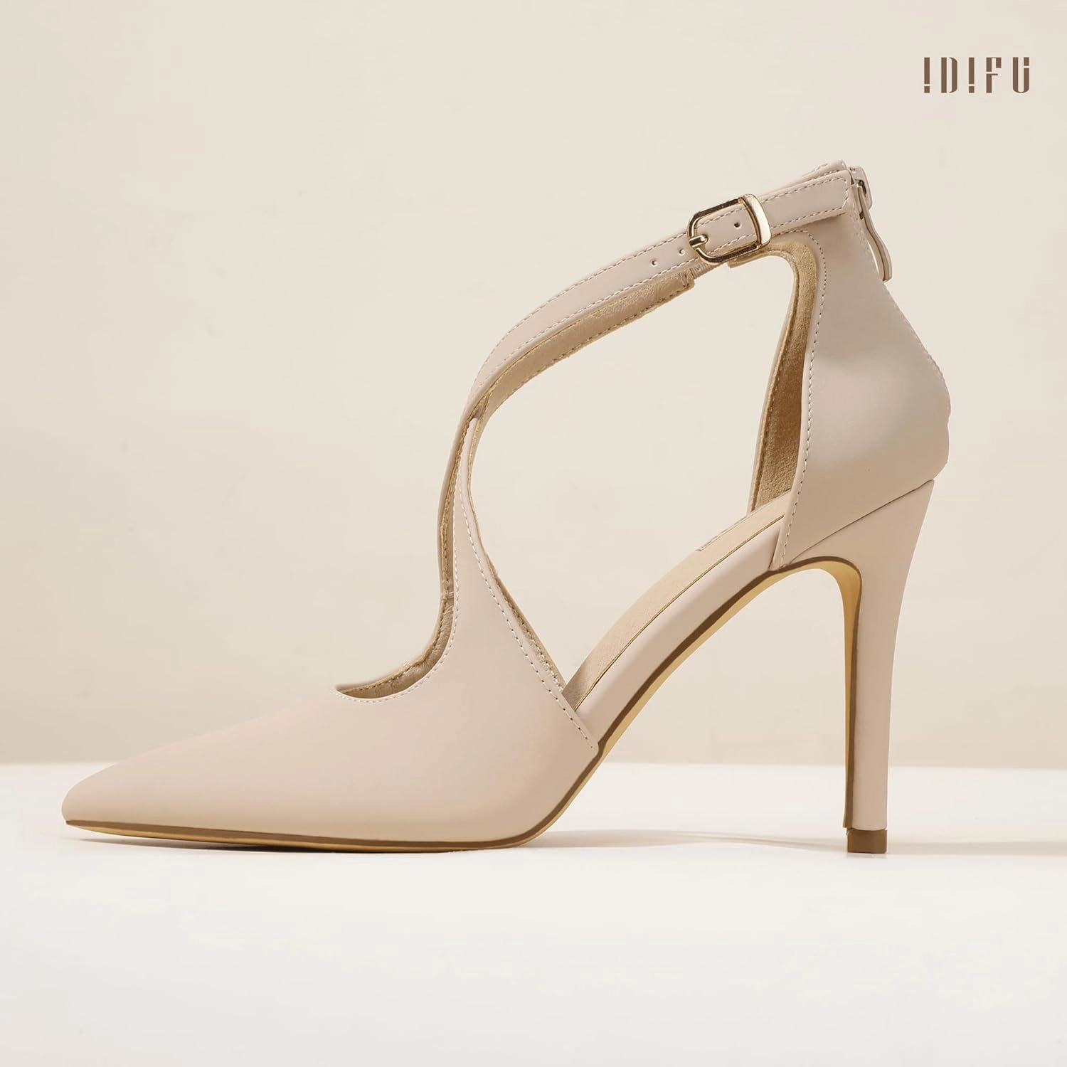 IDIFU IN4 Women's Pumps Closed Toe Stiletto Heels Strappy Wedding Bridal Office Homecoming Work Prom Dress Shoes Bride Comfortable Dressy Formal Pointed Toe Zip