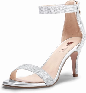 IDIFU Women's 3 Inch Kitten Heels - Dressy Open Toe Heels Ankle Strap Heeled Sandals for Bride Wedding Bridal Shoes On Evening Prom