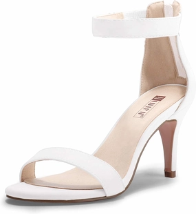 IDIFU Women's 3 Inch Kitten Heels - Dressy Open Toe Heels Ankle Strap Heeled Sandals for Bride Wedding Bridal Shoes On Evening Prom