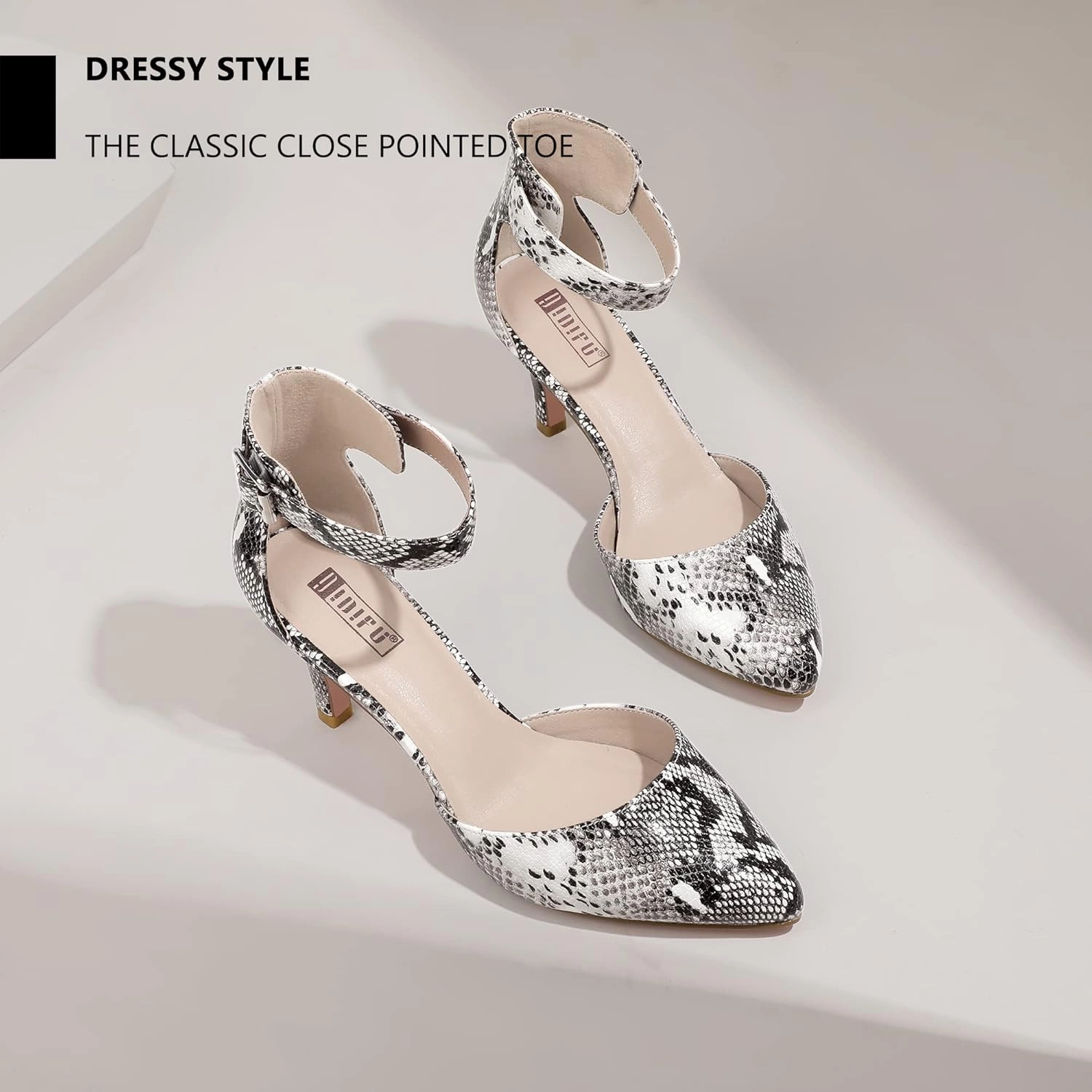 IDIFU Women's IN3 D'Orsay Pumps Low Kitten Heels for Women Dress Shoes Pointed Closed Toe Wedding Bride Ankle Strap Dressy Silver Black Nude White Gold Heels for Women