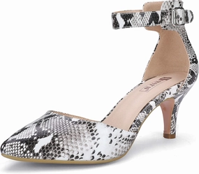 IDIFU Women's IN3 D'Orsay Pumps Low Kitten Heels for Women Dress Shoes Pointed Closed Toe Wedding Bride Ankle Strap Dressy Silver Black Nude White Gold Heels for Women