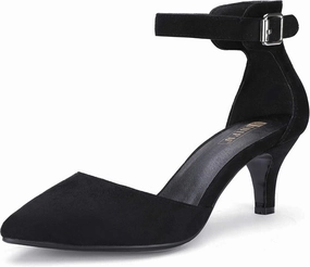 IDIFU Women's IN3 D'Orsay Pumps Low Kitten Heels for Women Dress Shoes Pointed Closed Toe Wedding Bride Ankle Strap Dressy Silver Black Nude White Gold Heels for Women