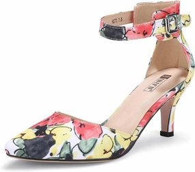 IDIFU Women's IN3 D'Orsay Pumps Low Kitten Heels for Women Dress Shoes Pointed Closed Toe Wedding Bride Ankle Strap Dressy Silver Black Nude White Gold Heels for Women