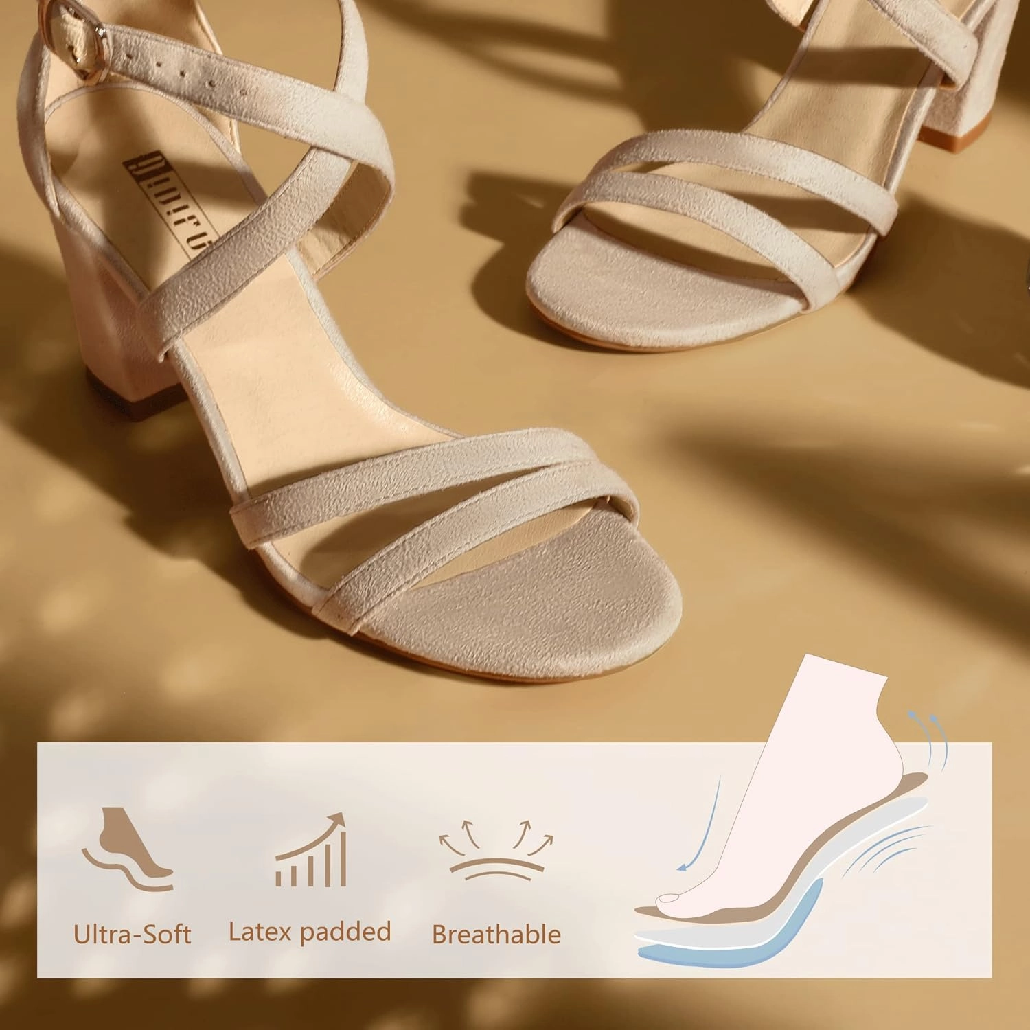 IDIFU Women's IN3 Gita Block Heel Open Toe Strappy Sandals Dress Shoes for Wedding Evening Prom