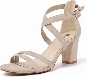 IDIFU Women's IN3 Gita Block Heel Open Toe Strappy Sandals Dress Shoes for Wedding Evening Prom