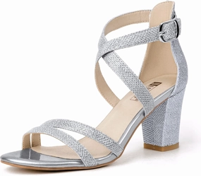 IDIFU Women's IN3 Gita Block Heel Open Toe Strappy Sandals Dress Shoes for Wedding Evening Prom
