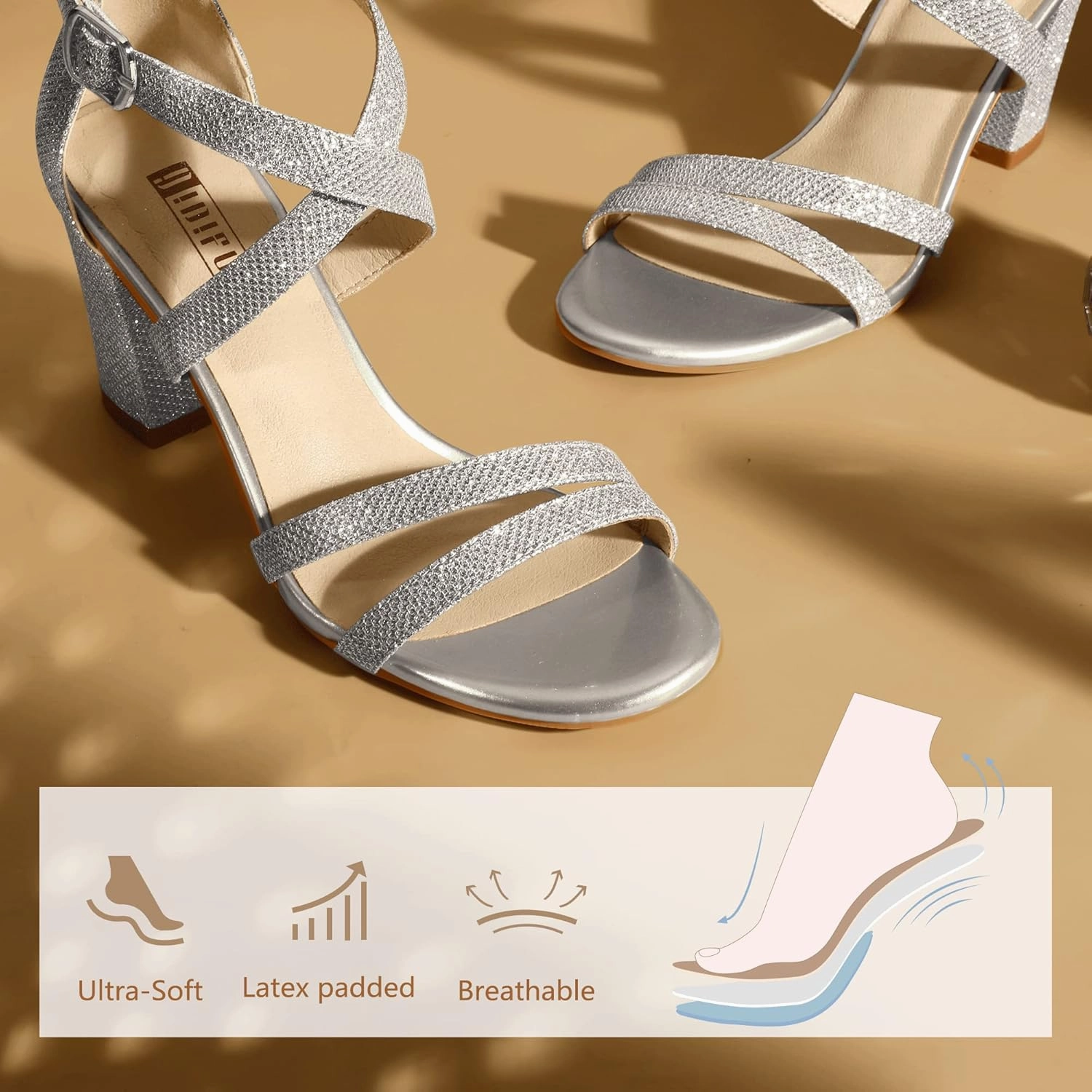 IDIFU Women's IN3 Gita Block Heel Open Toe Strappy Sandals Dress Shoes for Wedding Evening Prom