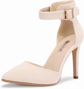 IDIFU Women's IN4 Pedazo High Block Heels Pumps Pointed Closed Toe Ankle Strap Dress Wedding Shoes