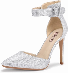 IDIFU Women's IN4 Pedazo High Block Heels Pumps Pointed Closed Toe Ankle Strap Dress Wedding Shoes