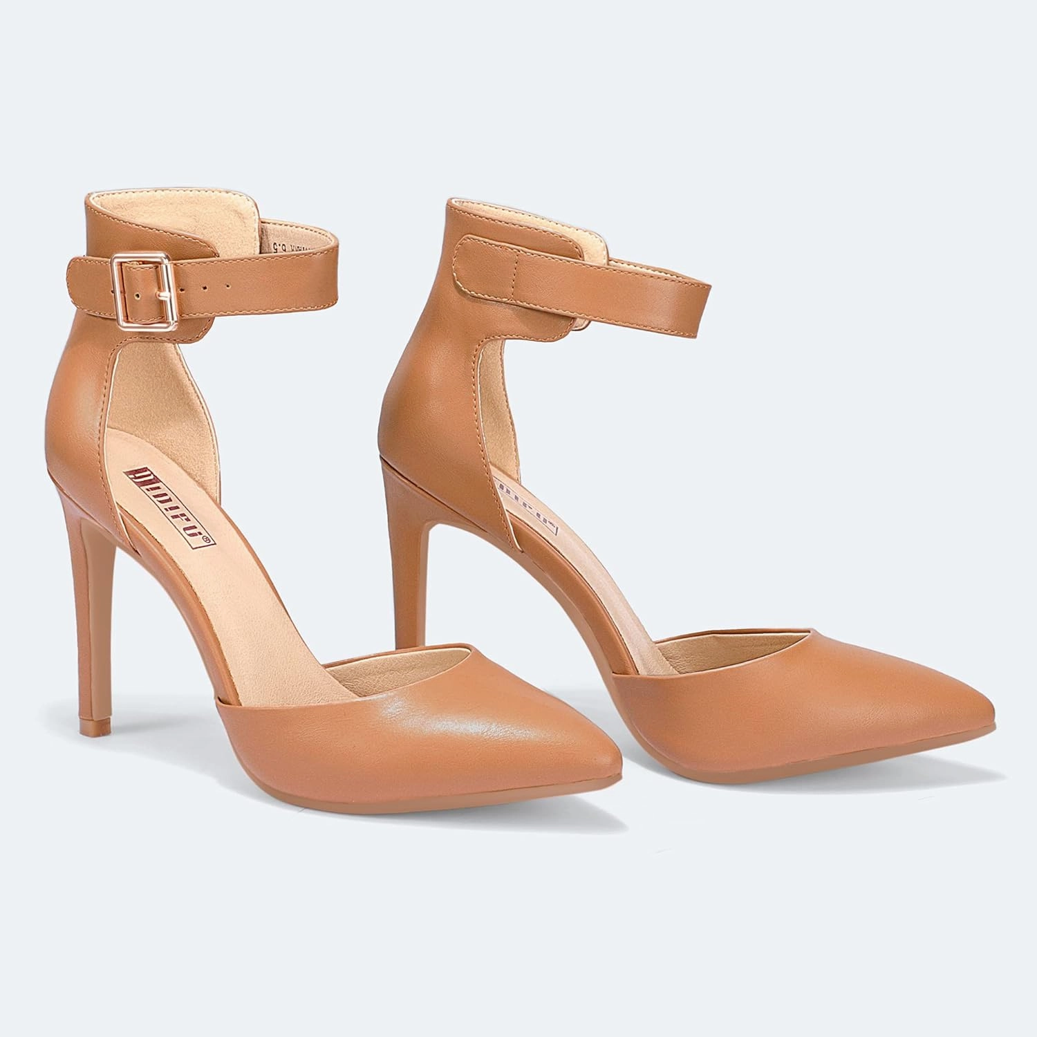IDIFU Women's IN4 Pedazo High Block Heels Pumps Pointed Closed Toe Ankle Strap Dress Wedding Shoes