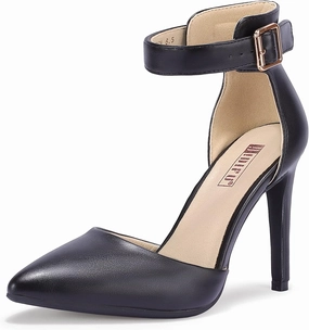 IDIFU Women's IN4 Pedazo High Block Heels Pumps Pointed Closed Toe Ankle Strap Dress Wedding Shoes