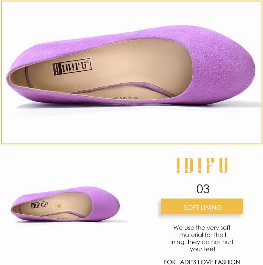 IDIFU Women's Sherry Dress Low Block Chunky Heels Pumps Closed Round Toe Shoes for Wedding Office Evening
