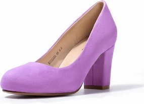 IDIFU Women's Sherry Dress Low Block Chunky Heels Pumps Closed Round Toe Shoes for Wedding Office Evening