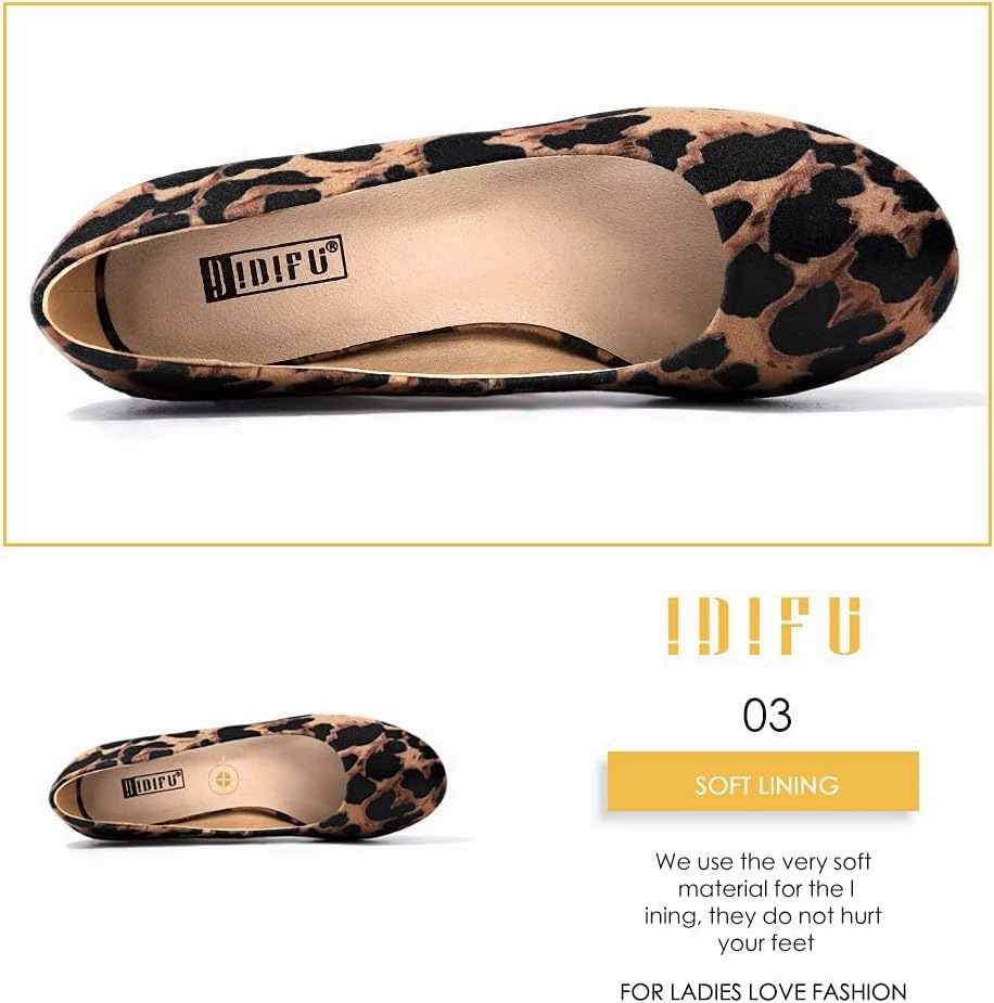 IDIFU Women's Sherry Dress Low Block Chunky Heels Pumps Closed Round Toe Shoes for Wedding Office Evening
