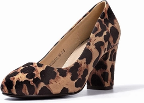 IDIFU Women's Sherry Dress Low Block Chunky Heels Pumps Closed Round Toe Shoes for Wedding Office Evening